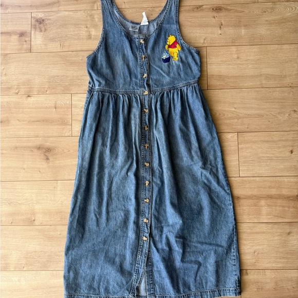 Disney Dresses & Skirts - Vintage Disney Store Winnie the Pooh Denim Midi Dress Small Button Front